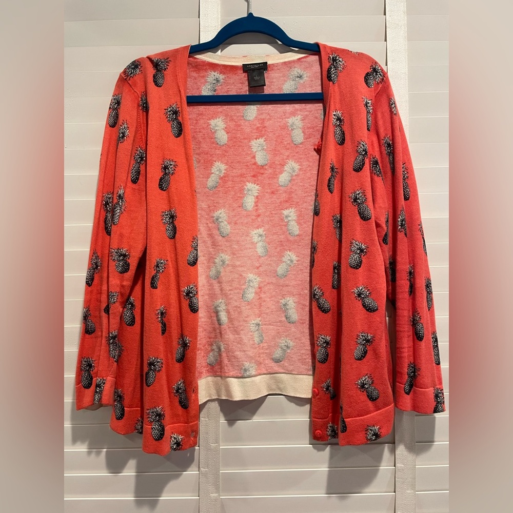 Ann Taylor Pink Pineapple Sweater, Size L